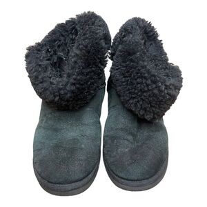 UGG Black Ankle Boots with Shearling Cuff